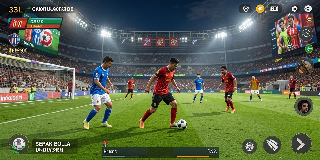 Tangkapan layar utama 33L menampilkan aksi mendebarkan dalam permainan sepak bola.