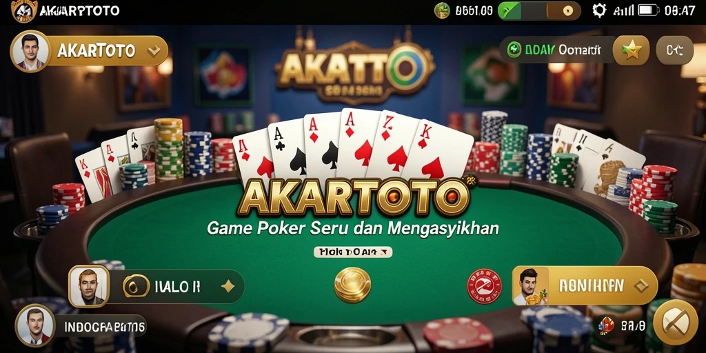 Tampilan menarik dari gameplay Poker di AKARTOTO.