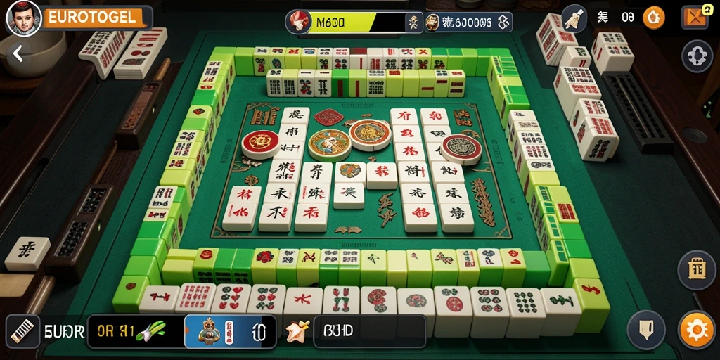 Screenshot gameplay EUROTOGEL menampilkan keseruan permainan Mahjong.