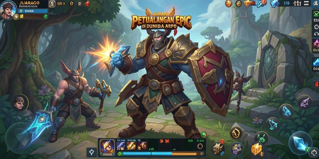 Tangkapan layar JUARAGO menampilkan aksi pertempuran seru dalam permainan ARPG.