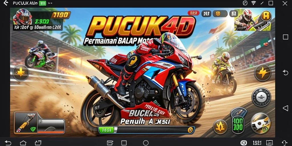Tampilan gameplay PUCUK4D yang mendebarkan saat balapan motor.