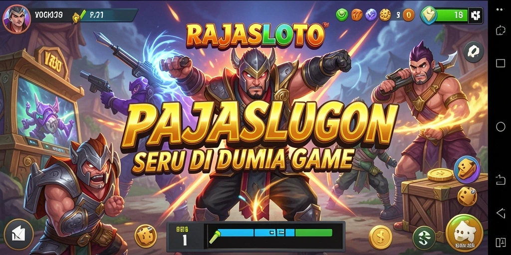 Gameplay RAJASLOTO dengan karakter bertarung yang menegangkan.