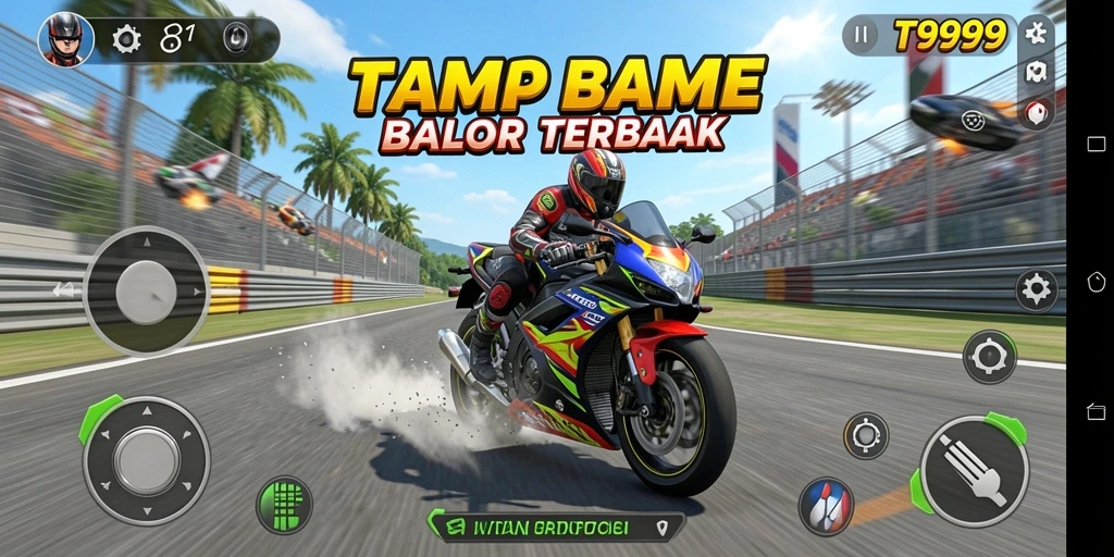 Gameplay menarik T9999 saat berlomba di lintasan balap.
