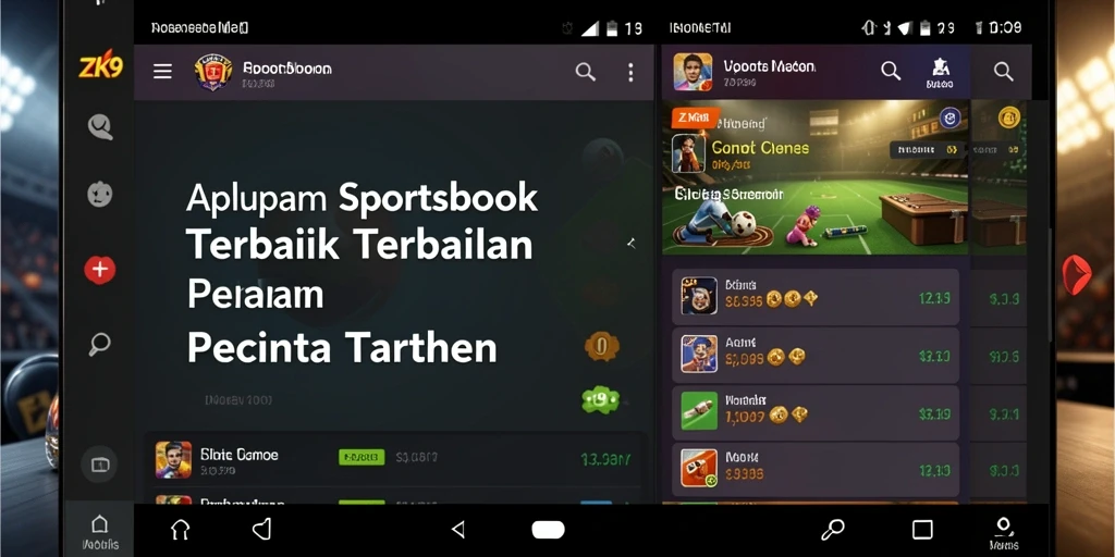 Tampilan gameplay ZK9 dengan berbagai opsi taruhan olahraga.